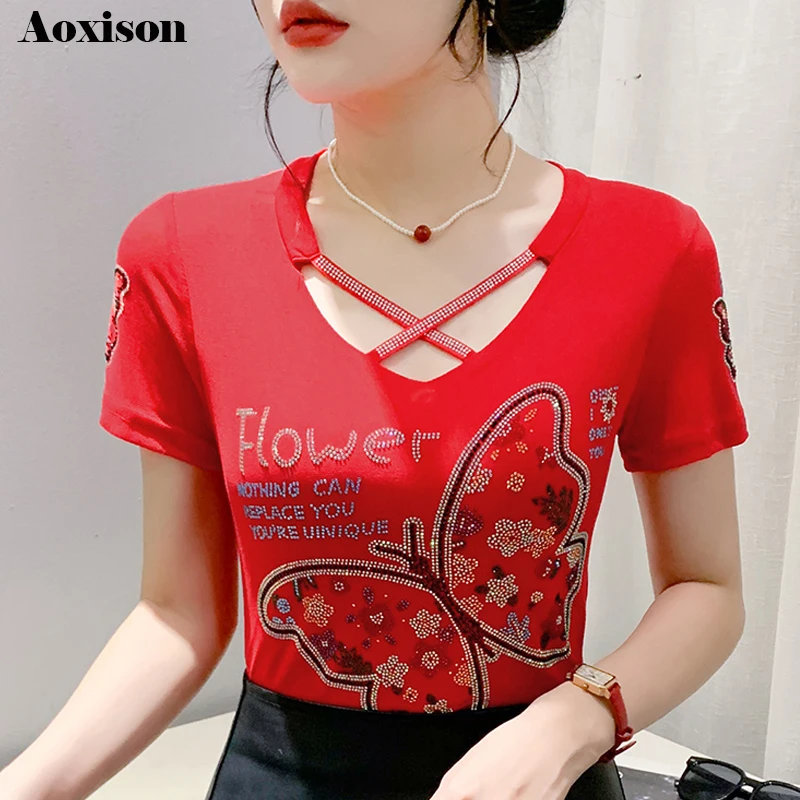 Aoxison European Style High-end Custom Ladies Clothes T-Shirt Fashion Shiny Diamonds Women Top Hollow Out Embroidery Mesh Tees
Aoxison European Style High-end Custom Ladies Clothes T-Shirt Fashion Shiny Diamonds Women Top Hollow Out Embroidery Mesh Tees