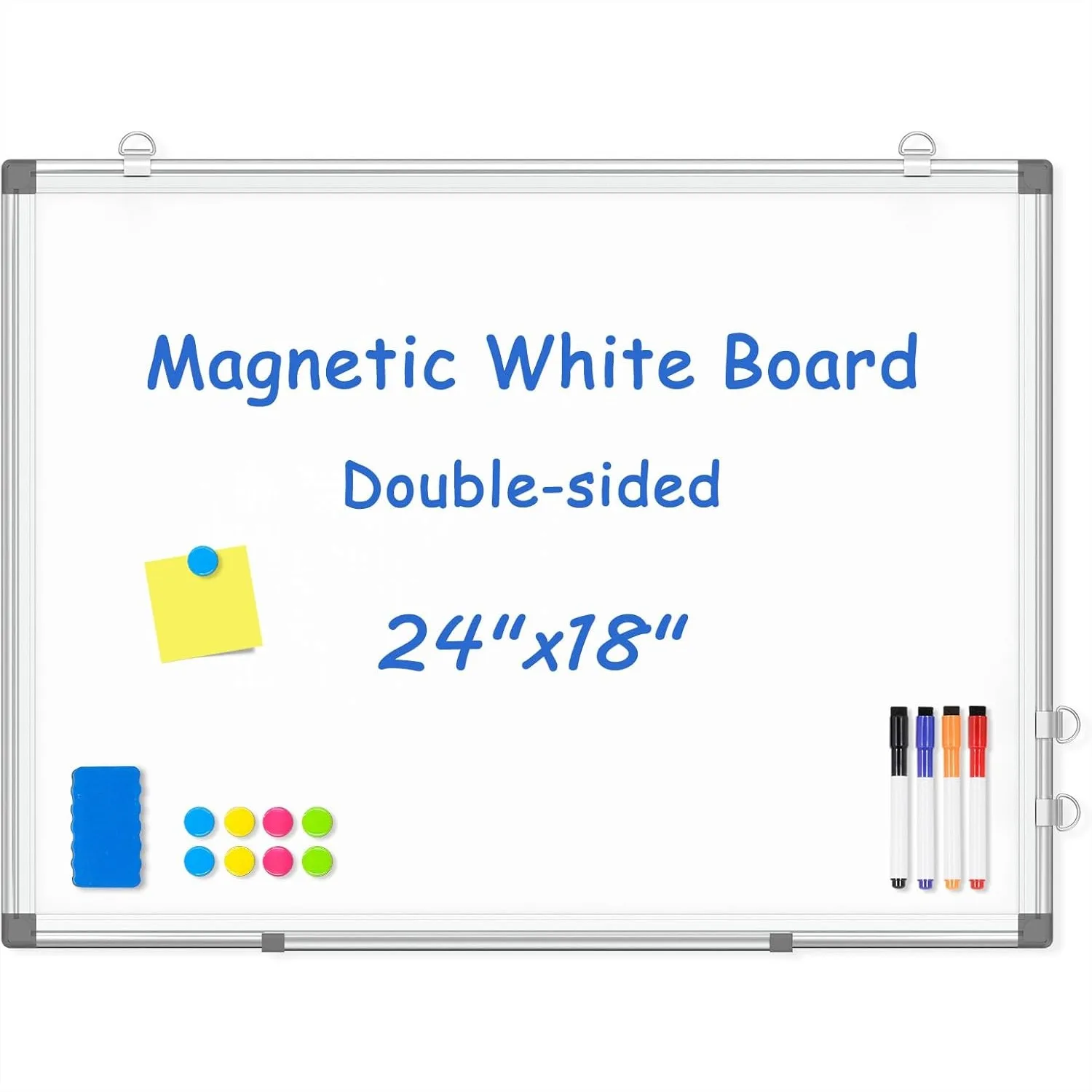 Double-Sided Dry Erase Board 24x18 Magnetic Whiteboard for Wall, Hanging Silver Aluminum Frame for Home School Office
Double-Sided Dry Erase Board 24x18 Magnetic Whiteboard for Wall, Hanging Silver Aluminum Frame for Home School Office
