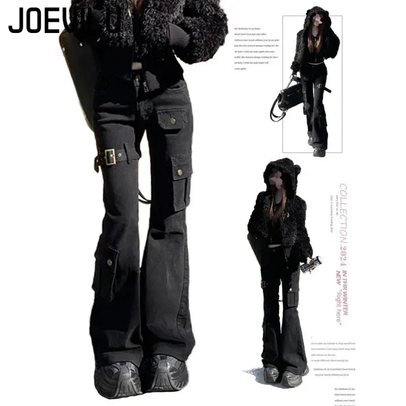 Women's Low Rise Cargo Jeans Black Detailed Micro Flare Pants Petite Lengthening Tummy Control Workwear Pants Y2K Streetwear
Women's Low Rise Cargo Jeans Black Detailed Micro Flare Pants Petite Lengthening Tummy Control Workwear Pants Y2K Streetwear