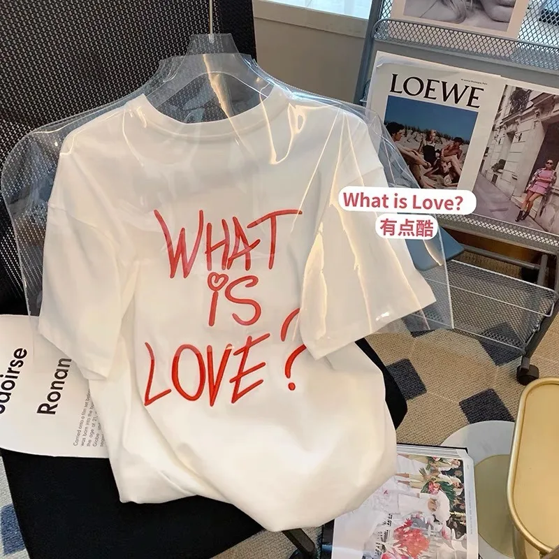 Summer Loose Everything Casual Mid-length Mid-sleeve Top Women's Cotton Wrap Collar White Monogram Print Short-sleeved T-shirt
Summer Loose Everything Casual Mid-length Mid-sleeve Top Women's Cotton Wrap Collar White Monogram Print Short-sleeved T-shirt