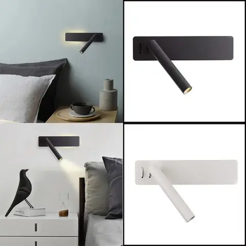 LED Wall Reading Lamp Wall Mounted 3W Rotatable Bedside Sconce 3000K Warm White for Bedroom Hotel Study Headboard Indoor Light