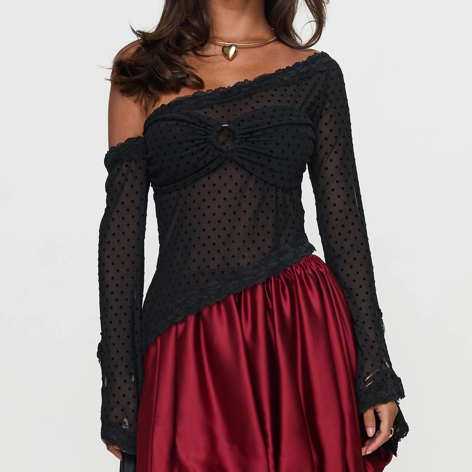 Women's Mesh See Through Blouses Spring Summer Long Sleeve Slash Neck One Shoulder Shirts Female Baby Tees Y2k Pullover Clubwear
Women's Mesh See Through Blouses Spring Summer Long Sleeve Slash Neck One Shoulder Shirts Female Baby Tees Y2k Pullover Clubwear