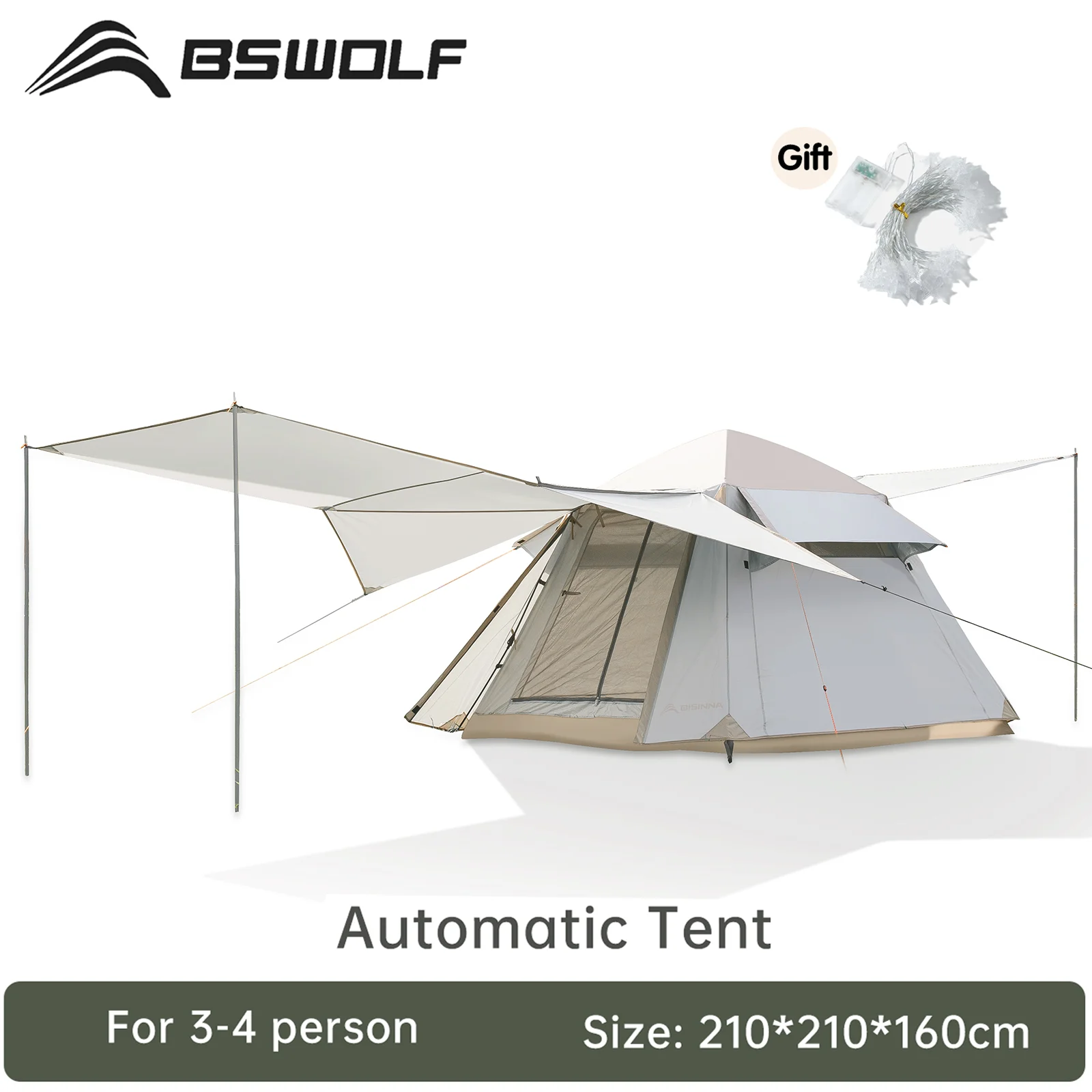 BSWolf Automatic Tent 3-4 Person Waterproof Camping Tent Easy One-touch Tent Large Hall for Sun Shelter,Travel,Hiking
BSWolf Automatic Tent 3-4 Person Waterproof Camping Tent Easy One-touch Tent Large Hall for Sun Shelter,Travel,Hiking