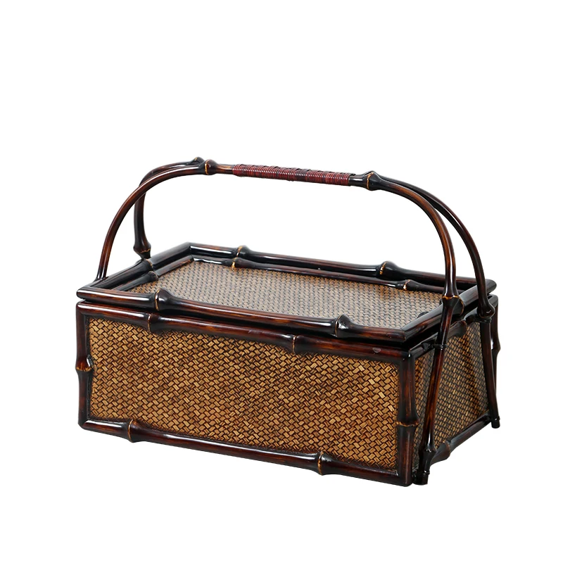 Handmade bamboo woven portable tea box, food box, outdoor tea basket, tea set storage bag, large paint basket
Handmade bamboo woven portable tea box, food box, outdoor tea basket, tea set storage bag, large paint basket