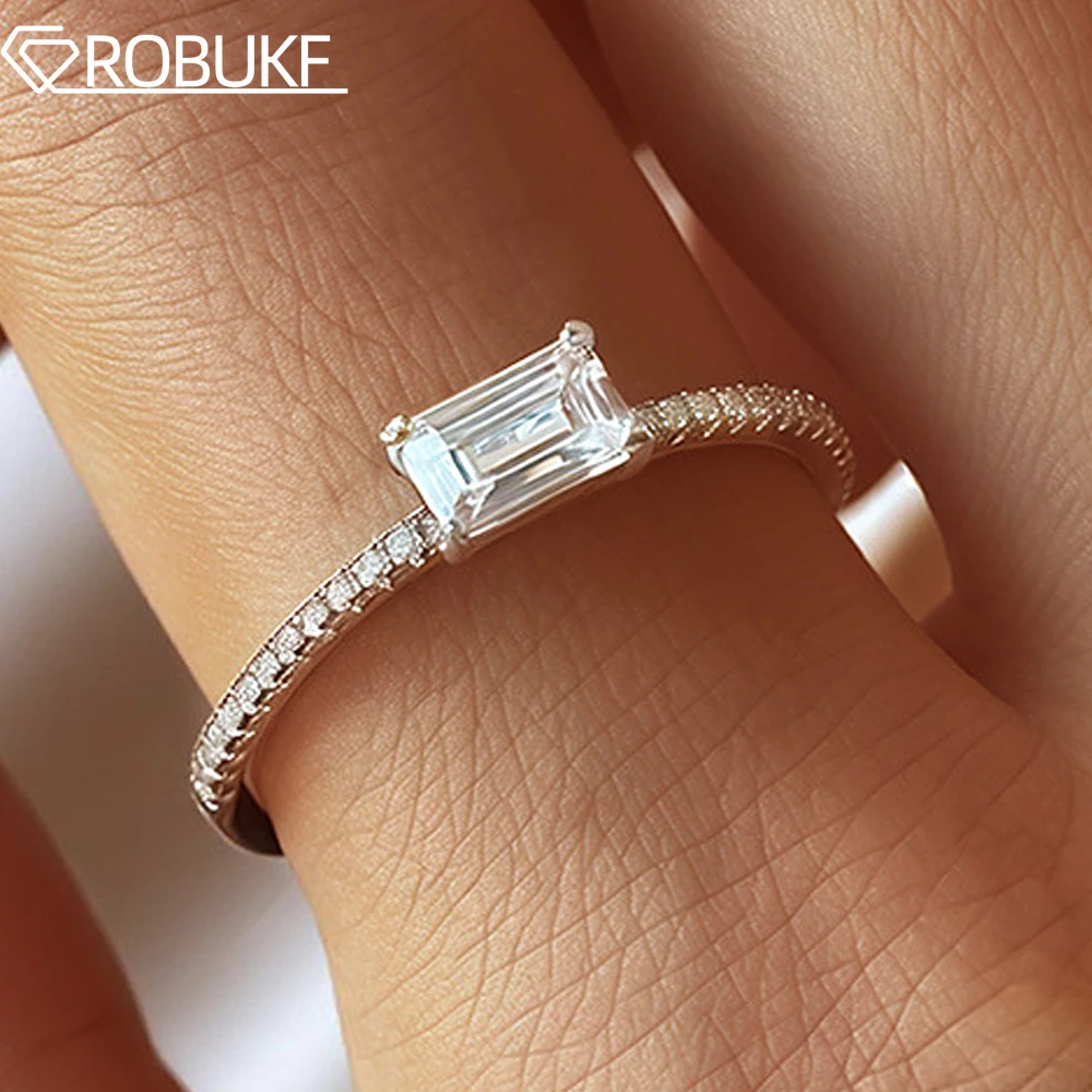 0.8/1Carat East West Emerald Cut Moissanite Engagement Ring Halo Hidden Prong S925 Silver Half Eternity Wedding Band for Women
0.8/1Carat East West Emerald Cut Moissanite Engagement Ring Halo Hidden Prong S925 Silver Half Eternity Wedding Band for Women