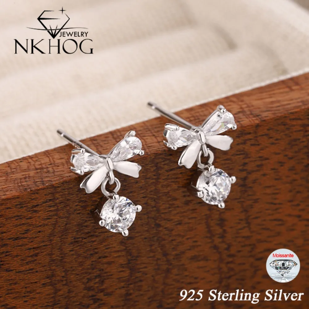 NKHOG 4mm Moissanite Bowknot Drop Earrings For Women 925 Sterling Silver Ear Studs Diamond Jewelry Accessories Party Wedding GRA
NKHOG 4mm Moissanite Bowknot Drop Earrings For Women 925 Sterling Silver Ear Studs Diamond Jewelry Accessories Party Wedding GRA