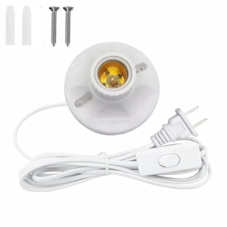Light Bulb Socket with Cord, E26/ E27 Lamp Base, 20ft, White, Metal, Hanging, Edison Screw Base, 110V, 60W Max, Easy On/Off Swi
Light Bulb Socket with Cord, E26/ E27 Lamp Base, 20ft, White, Metal, Hanging, Edison Screw Base, 110V, 60W Max, Easy On/Off Swi
