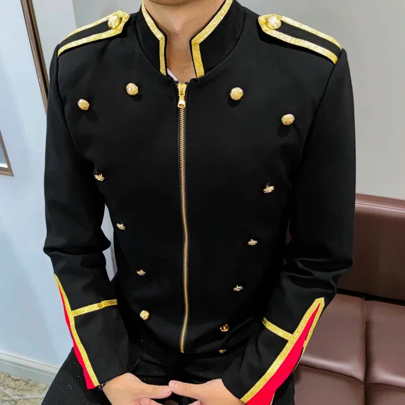 Retro Stage Suit Men Party Blazer Slim Fit Jacket Singer Coat Performer Coat European Style Palace Prince Gold Thread Surround
Retro Stage Suit Men Party Blazer Slim Fit Jacket Singer Coat Performer Coat European Style Palace Prince Gold Thread Surround