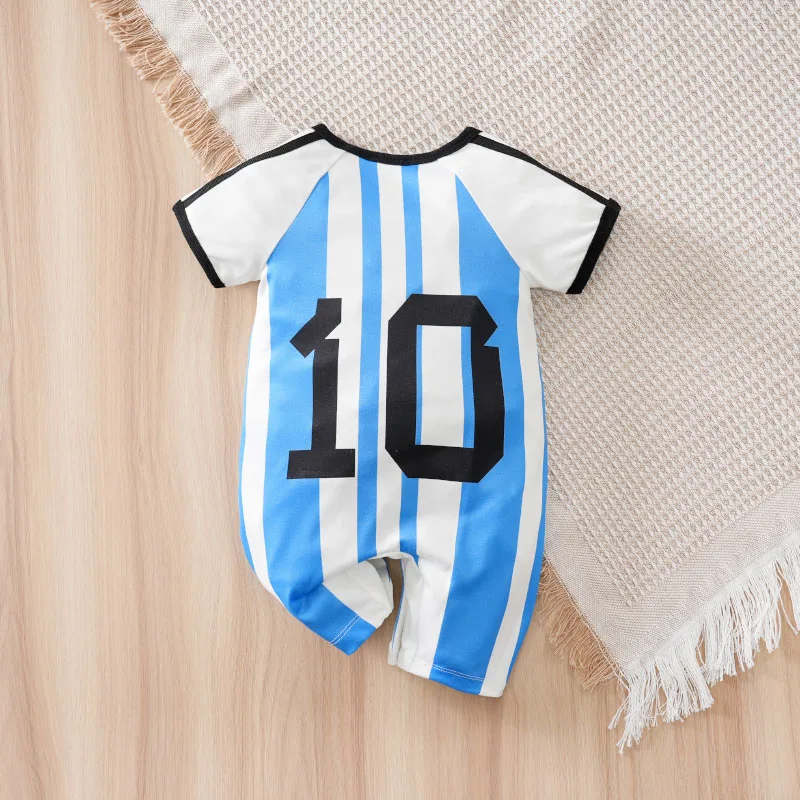 Newborn Baby Clothes Blue and white striped No.10 Football suit 0 3 6 9 12 Months summer short-sleeved Go out take baby jumpsuit
Newborn Baby Clothes Blue and white striped No.10 Football suit 0 3 6 9 12 Months summer short-sleeved Go out take baby jumpsuit
