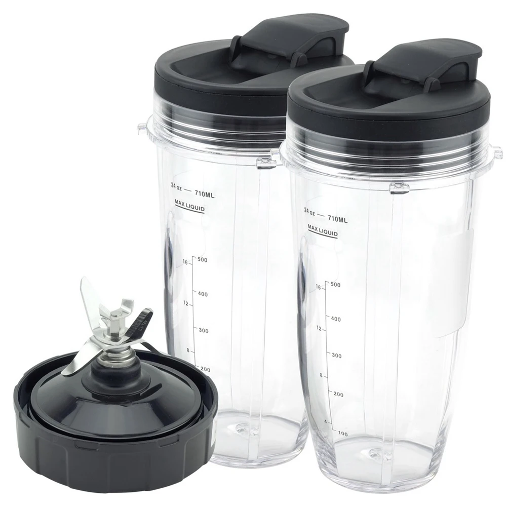 Blender Replacement Parts for Ninja, 2 24Oz Cups with To-Go Lids, 7 Fins Extractor Blade, for Nutri Ninja Auto IQ
Blender Replacement Parts for Ninja, 2 24Oz Cups with To-Go Lids, 7 Fins Extractor Blade, for Nutri Ninja Auto IQ