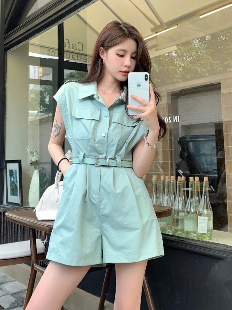 Elegant Work OL Jumpsuits Sleeveless Lapel Button Down Knee Length Rompers Casual Vintage Short Pant Overalls Playsuit
Elegant Work OL Jumpsuits Sleeveless Lapel Button Down Knee Length Rompers Casual Vintage Short Pant Overalls Playsuit