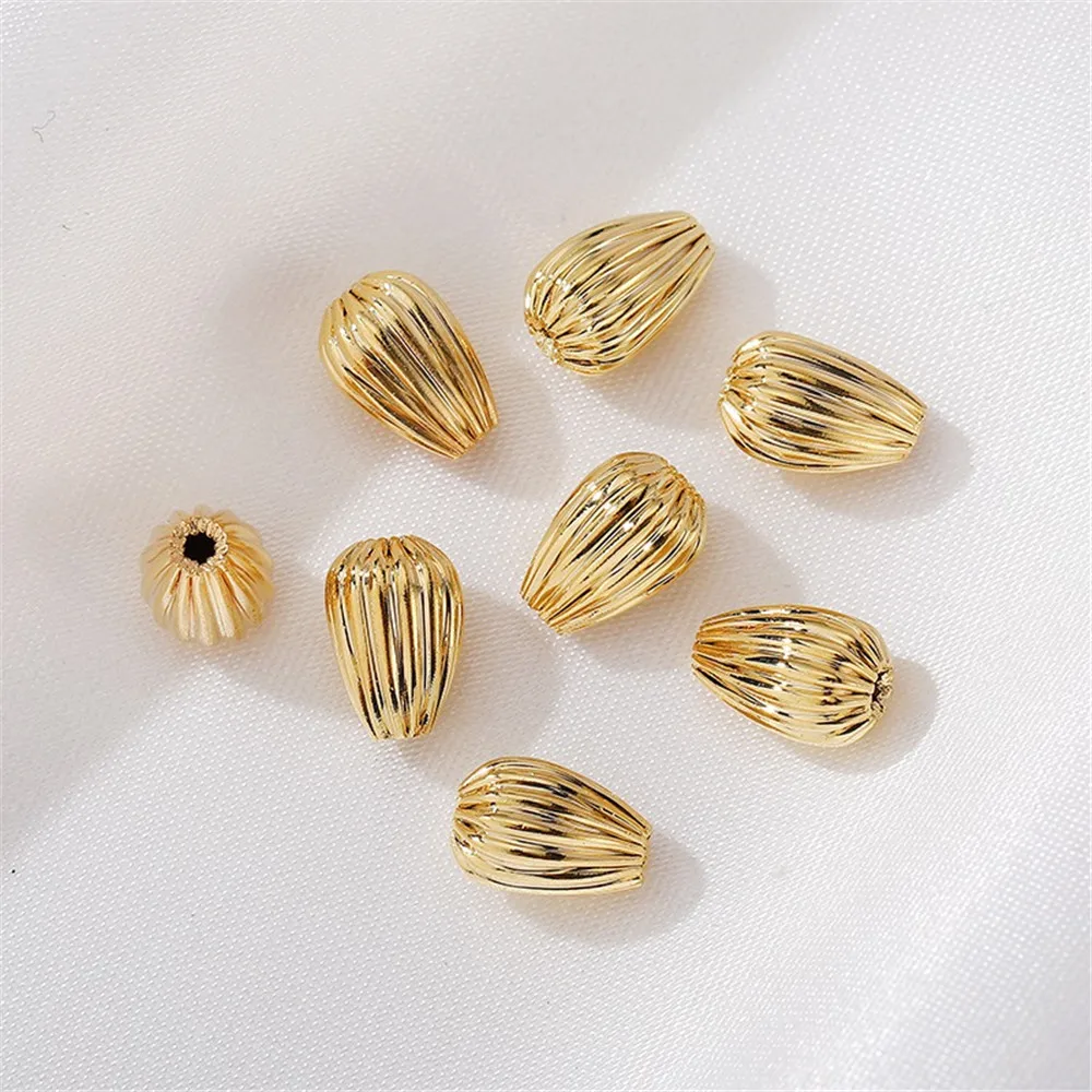 14K Gold-plated Water Droplet Beads Striped Beads Scattered Beads DIY Handmade Bracelet Necklace Jewelry Material Accessories
14K Gold-plated Water Droplet Beads Striped Beads Scattered Beads DIY Handmade Bracelet Necklace Jewelry Material Accessories