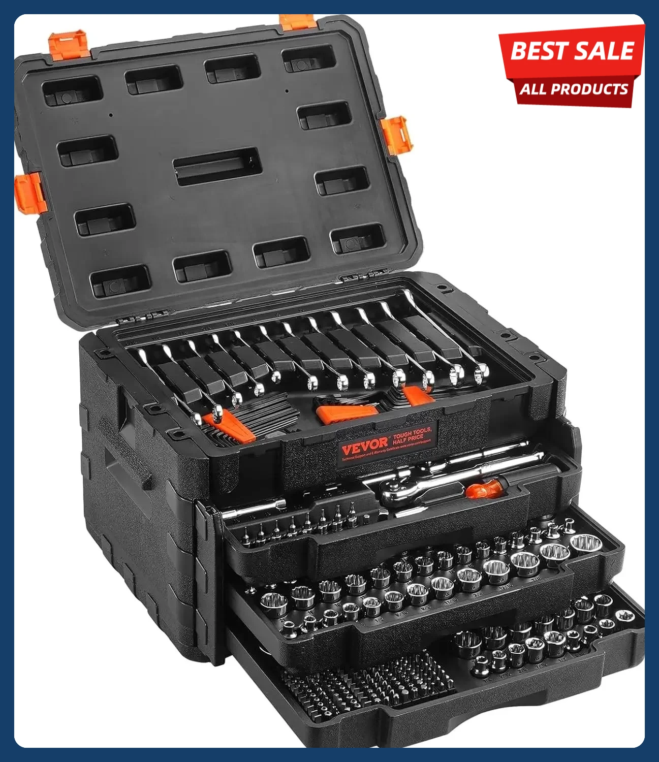 Набор инструментов для механики и набор головок, глубокие и стандартные розетки с приводом 1/4 дюйма, 3/8 дюйма, 1/2 дюйма, 450 шт. SAE и набор инструментов для метрической механики с
Набор инструментов для механики и набор головок, глубокие и стандартные розетки с приводом 1/4 дюйма, 3/8 дюйма, 1/2 дюйма, 450 шт. SAE и набор инструментов для метрической механики с