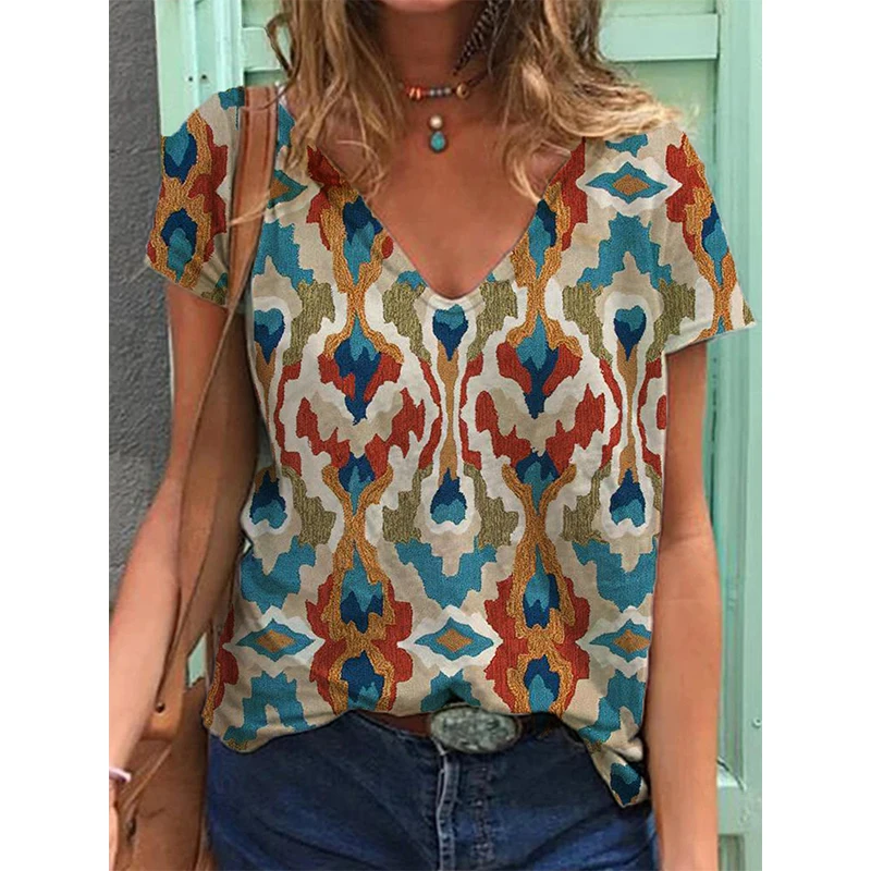 Geometric Graphics 3D Print T-shirts Women Ethnic Style Vintage Streetwear T Shirt Y2k Tops Woman V-Neck Tees Oversized Clothing
Geometric Graphics 3D Print T-shirts Women Ethnic Style Vintage Streetwear T Shirt Y2k Tops Woman V-Neck Tees Oversized Clothing
