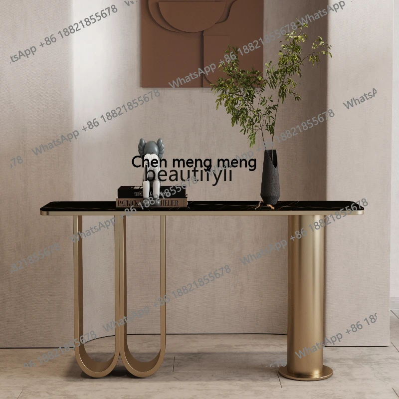 Light luxury stainless steel entrance table designer against the wall rock slab entrance table entry door plan modern and simple
Light luxury stainless steel entrance table designer against the wall rock slab entrance table entry door plan modern and simple