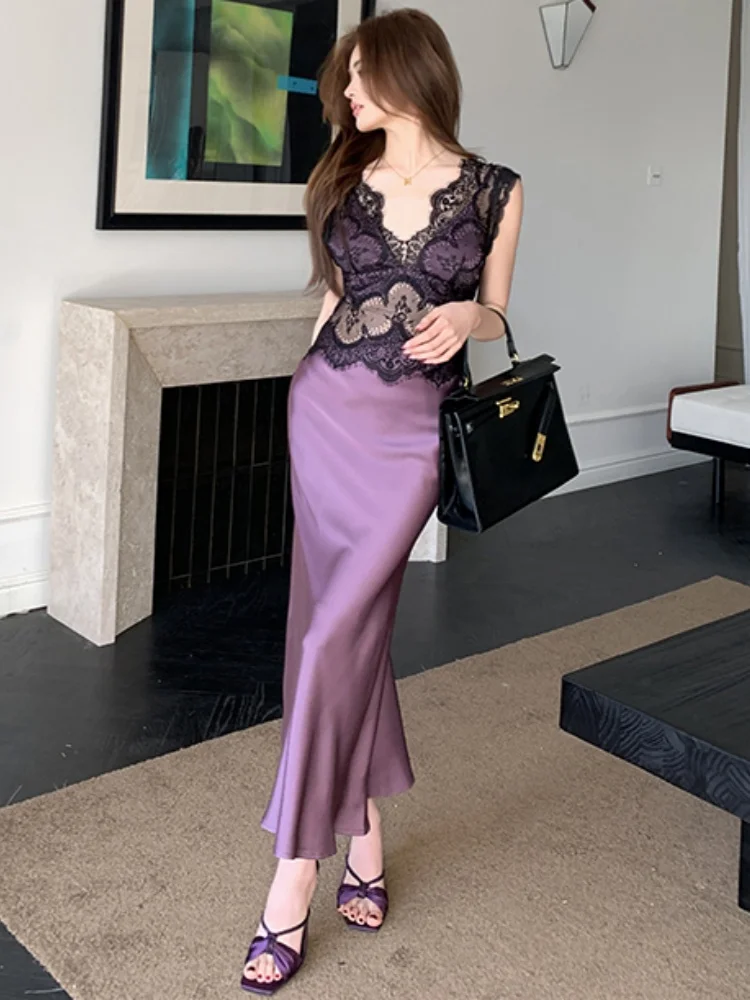 New Spring Summer Light Luxury Slimming Lace Splicing Hollow Out Dress For Women High Waist sleeveless V Neck Mermaid Dress
New Spring Summer Light Luxury Slimming Lace Splicing Hollow Out Dress For Women High Waist sleeveless V Neck Mermaid Dress