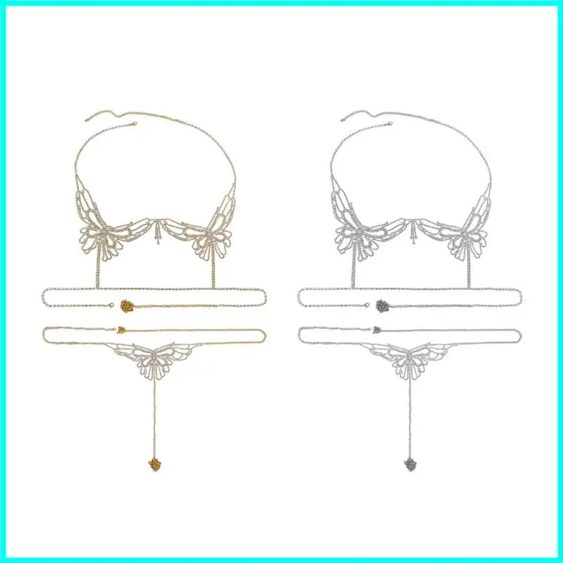 Fashion Rhinestones Body Accessories Set Crystal Bra and Panties Thong Body Chain For Dances Weddings Parties
Fashion Rhinestones Body Accessories Set Crystal Bra and Panties Thong Body Chain For Dances Weddings Parties