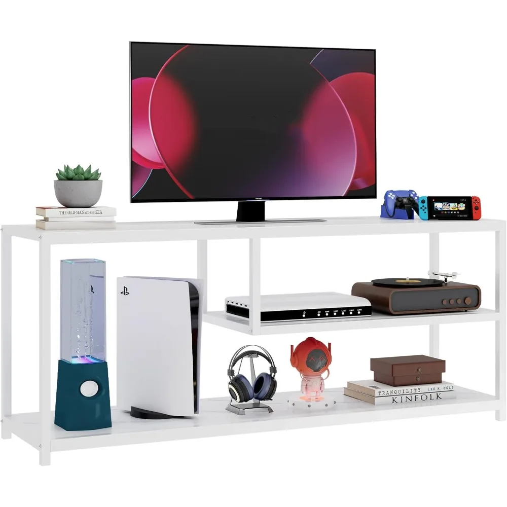 Entertainment Center with Storage, Wood TV Console for Living Room, TV Cabinet with Metal Frame, White
Entertainment Center with Storage, Wood TV Console for Living Room, TV Cabinet with Metal Frame, White