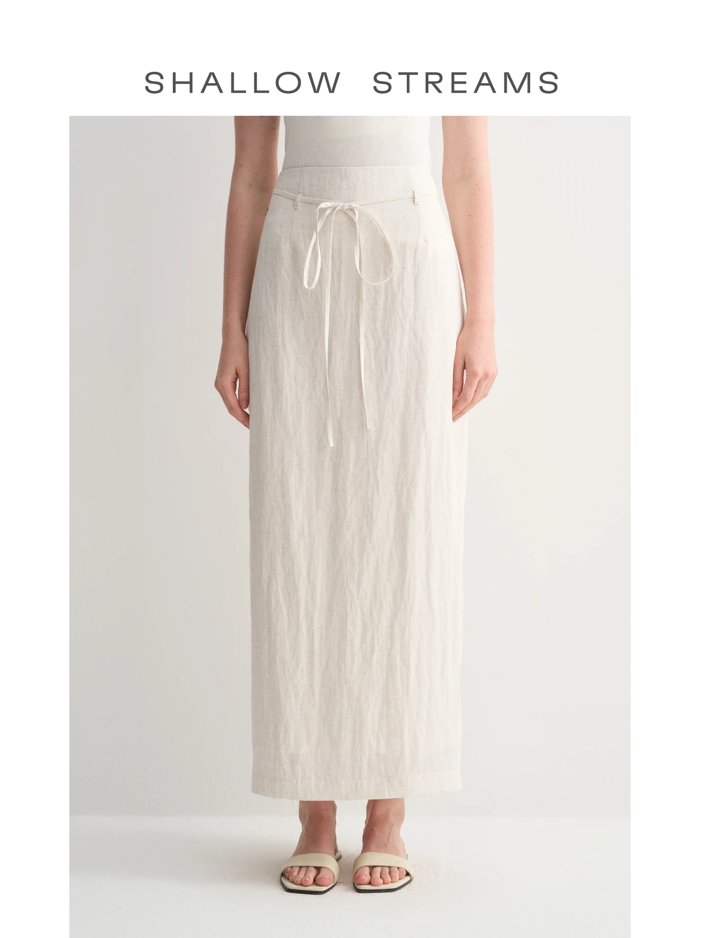 High Waist Lace up Midi Skirt with Back Split in Linen And Lenzing Lyocell Blend by Shallow Streams for Summer Women's Fashion
High Waist Lace up Midi Skirt with Back Split in Linen And Lenzing Lyocell Blend by Shallow Streams for Summer Women's Fashion
