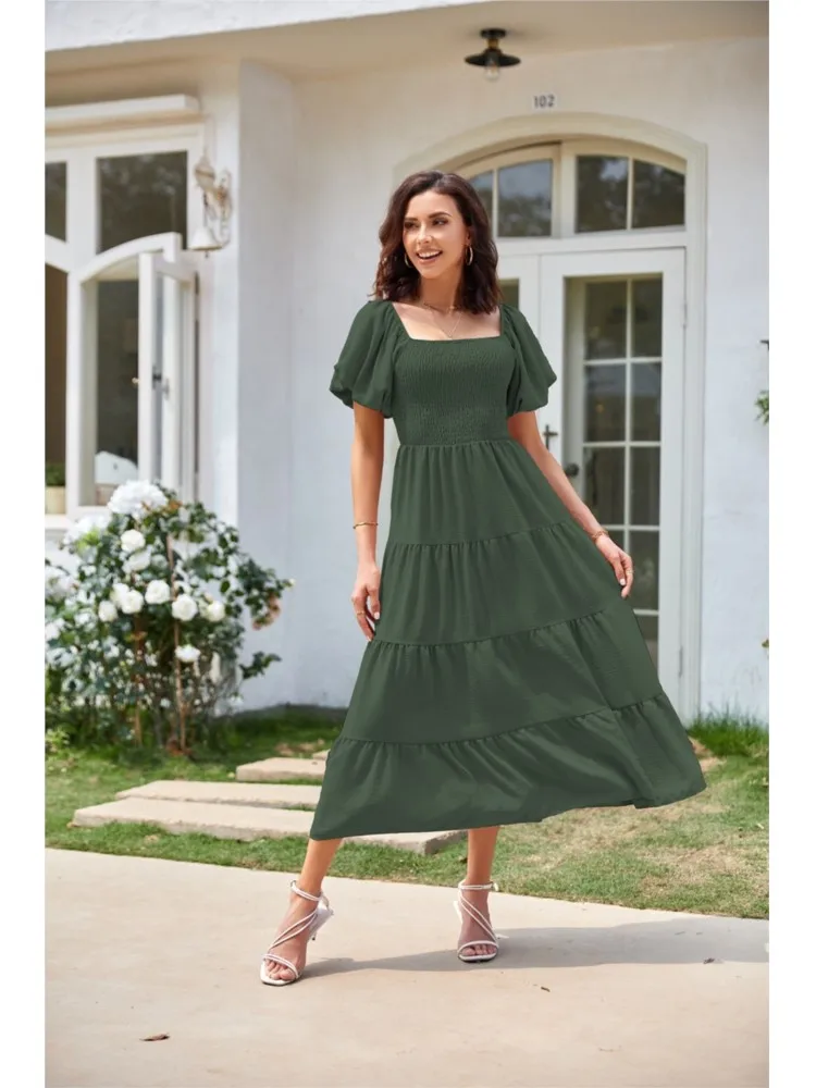 2026 Dress Solid Color Vestidos Dresses Woman All-match Simple Style Casual Holiday Pleated Backless Puff Sleeves Square Collar
2026 Dress Solid Color Vestidos Dresses Woman All-match Simple Style Casual Holiday Pleated Backless Puff Sleeves Square Collar