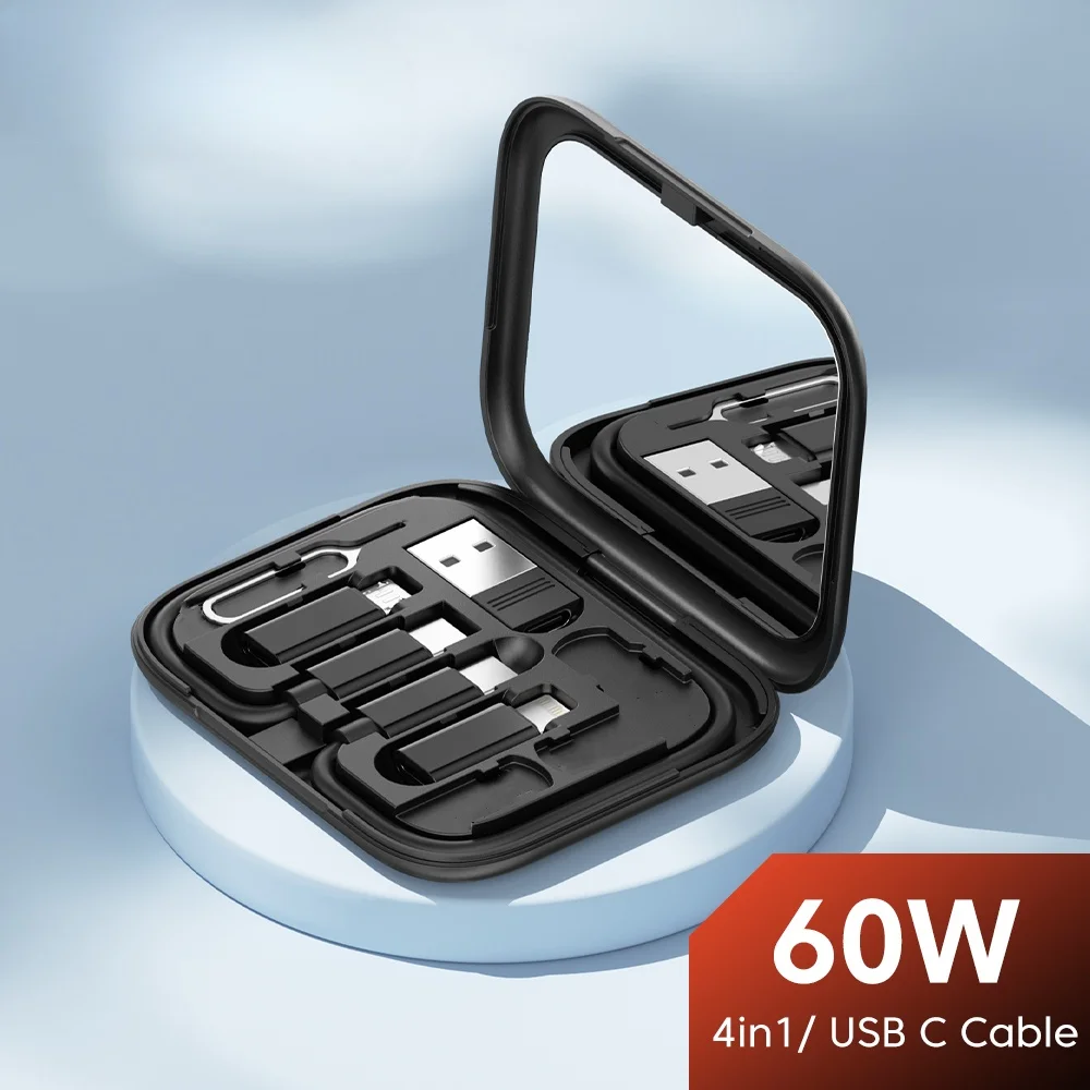 4 in 1 PD 60W USB C To Type C Cable For iPhone 15 14 Pro Max Xiaomi,Data Cord Storage Box Holder with Mirror for Business Trips
4 in 1 PD 60W USB C To Type C Cable For iPhone 15 14 Pro Max Xiaomi,Data Cord Storage Box Holder with Mirror for Business Trips