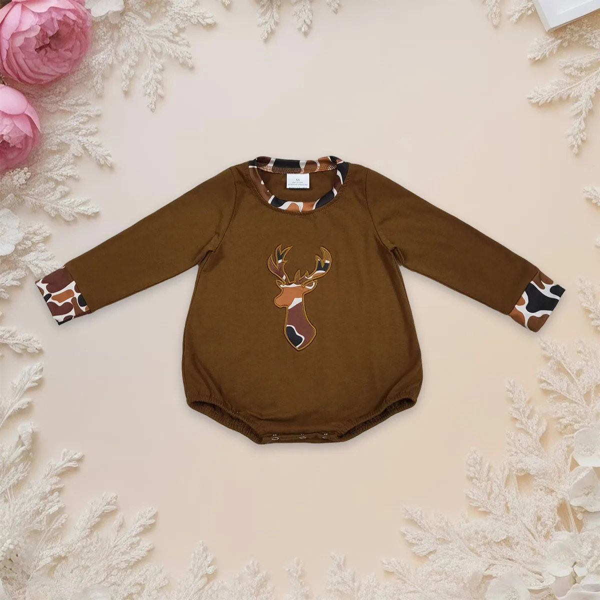 Newborn Embroidery Camo Deer Baby Boy Brown Hunting Romper Infant Bodysuit Toddler Cotton Coverall Jumpsuit Clothing Wholesale
Newborn Embroidery Camo Deer Baby Boy Brown Hunting Romper Infant Bodysuit Toddler Cotton Coverall Jumpsuit Clothing Wholesale