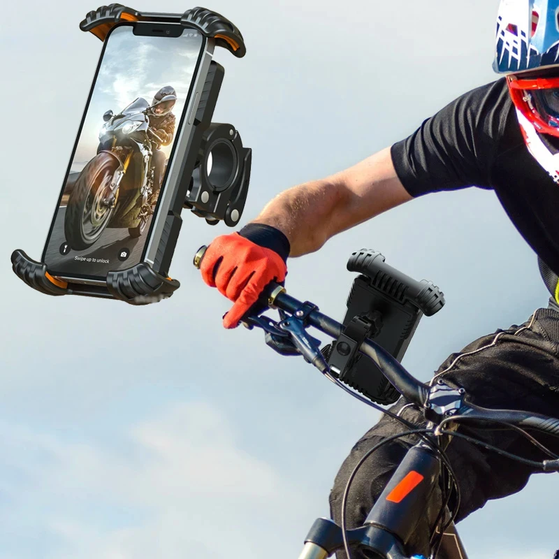 360° View Universal Bike Phone Holder Motorcycle Bicycle Holder for 4.7-7 inch Mobile Phone Stand Shockproof Bracket GPS Clip
360° View Universal Bike Phone Holder Motorcycle Bicycle Holder for 4.7-7 inch Mobile Phone Stand Shockproof Bracket GPS Clip