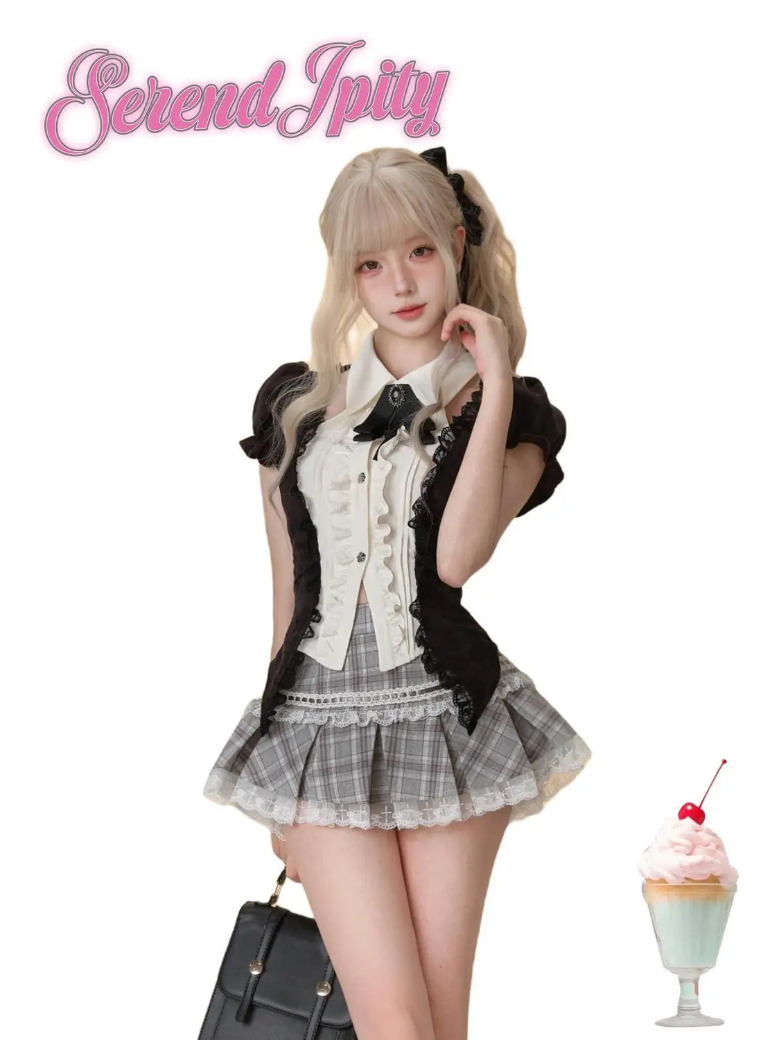 Fashion Sweet Lace Short Sleeve 2 Piece Set Women Design Chic Lapel Bow Patchwork Tops High Waist Slim Plaid Short Skirt New
Fashion Sweet Lace Short Sleeve 2 Piece Set Women Design Chic Lapel Bow Patchwork Tops High Waist Slim Plaid Short Skirt New