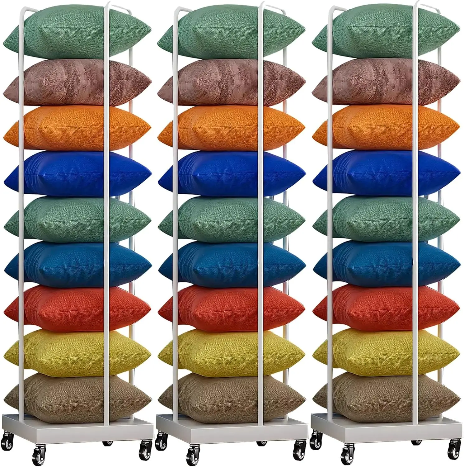 Movable Metal Pillow Storage Cart for Retail Store, Floor Standing Square Cushion Organizer Rack with Rotatable Wheels, for Hote
Movable Metal Pillow Storage Cart for Retail Store, Floor Standing Square Cushion Organizer Rack with Rotatable Wheels, for Hote