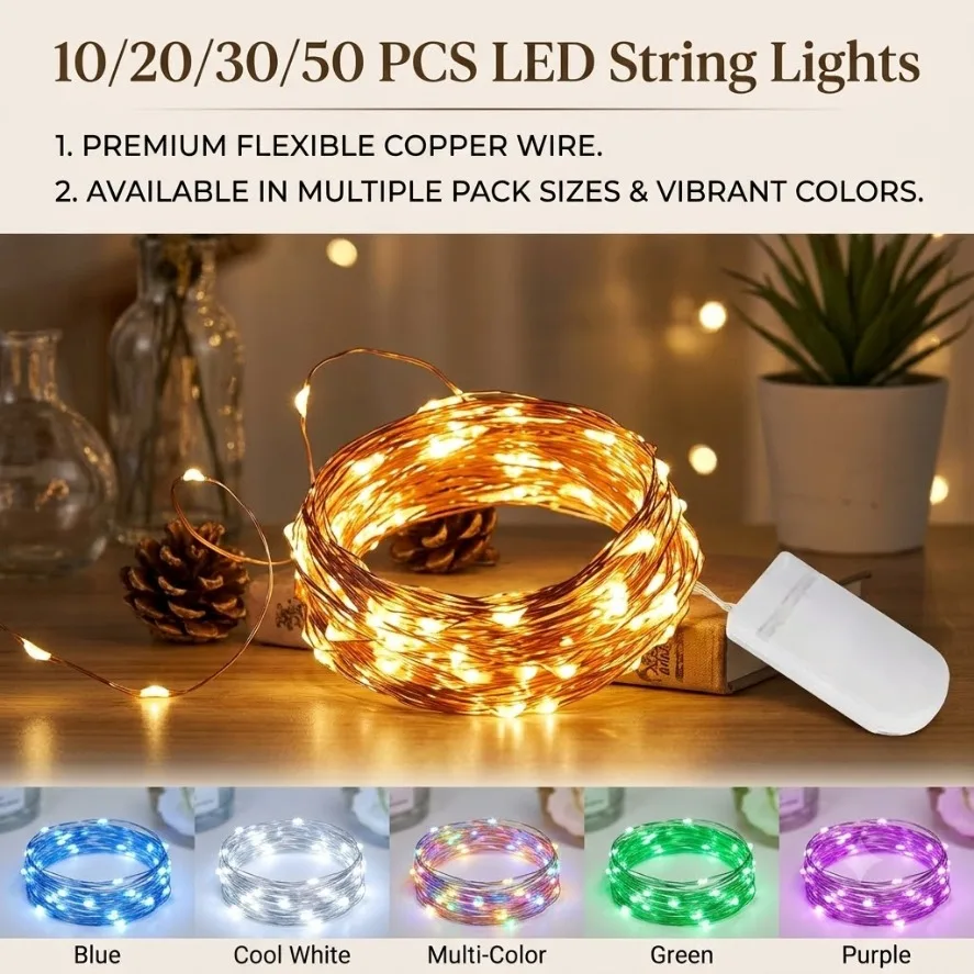 10 20 30 50pcs 1-5m LED String Lights Battery Operated Copper Wire Fairy String Lights Waterproof Christmas Party Holiday Decor
10 20 30 50pcs 1-5m LED String Lights Battery Operated Copper Wire Fairy String Lights Waterproof Christmas Party Holiday Decor