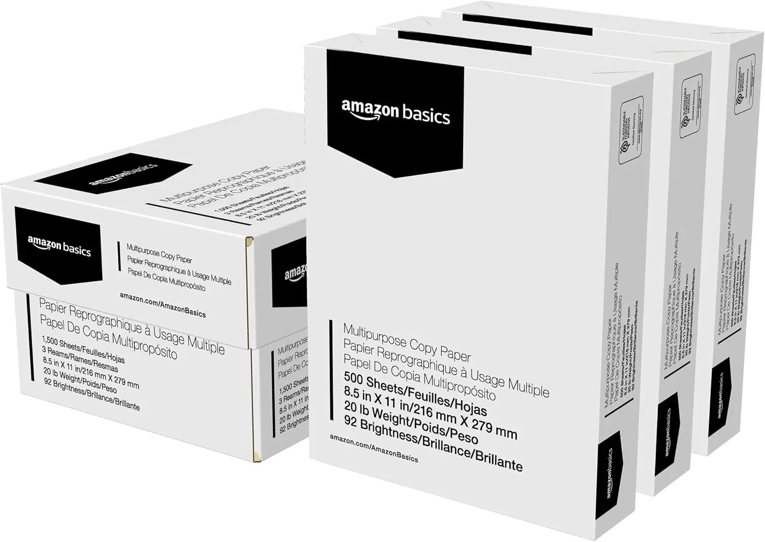 Multipurpose Copy Paper 20 lb 8.5x11 3 Reams 1500 Sheets Bright White for Home Office
Multipurpose Copy Paper 20 lb 8.5x11 3 Reams 1500 Sheets Bright White for Home Office