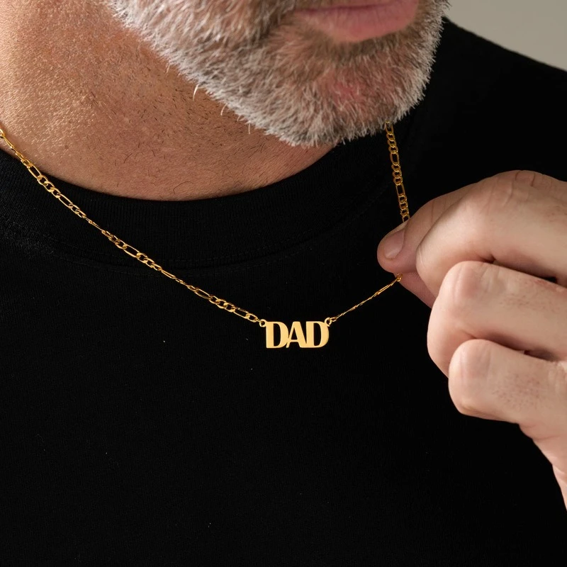 DAD Necklace for Men Boys,Gold Plated Stainless Steel Chain Link Collar,Stylish Father's Day Jewelry Gift
DAD Necklace for Men Boys,Gold Plated Stainless Steel Chain Link Collar,Stylish Father's Day Jewelry Gift