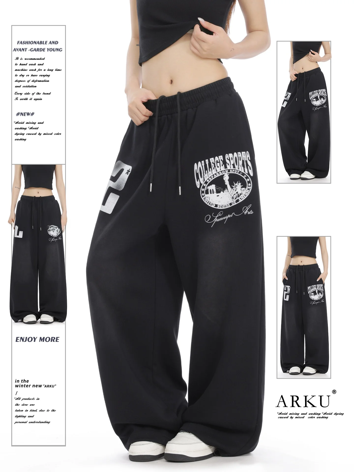 Loose Women's Dance Sport Pants ARKU American Digital Print Wide Leg Casual Trousers Floor-Length Loose Fit Ladies Pants
Loose Women's Dance Sport Pants ARKU American Digital Print Wide Leg Casual Trousers Floor-Length Loose Fit Ladies Pants