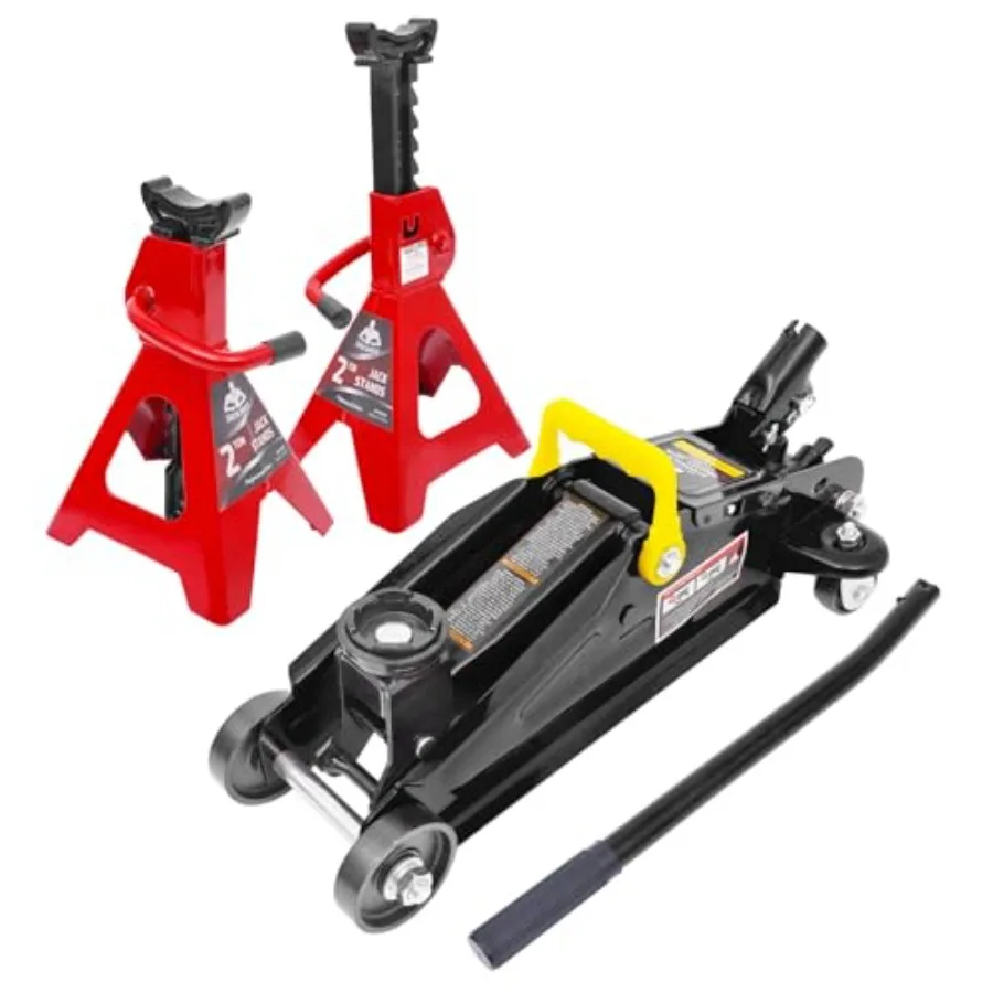 2T Hydraulic Floor Jack Combo with Two Jack Stands for Automotive Repair, Steel Construction, Red and Black, 4000 lbs Capacity
2T Hydraulic Floor Jack Combo with Two Jack Stands for Automotive Repair, Steel Construction, Red and Black, 4000 lbs Capacity