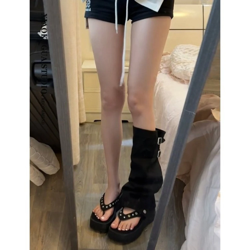 Trendy Slouchy Pants Boots Women Thick Platform Toe Ring Gladiator Sandals Fold-Over Shaft Roman Boots Edgy Summer Shoes for
Trendy Slouchy Pants Boots Women Thick Platform Toe Ring Gladiator Sandals Fold-Over Shaft Roman Boots Edgy Summer Shoes for