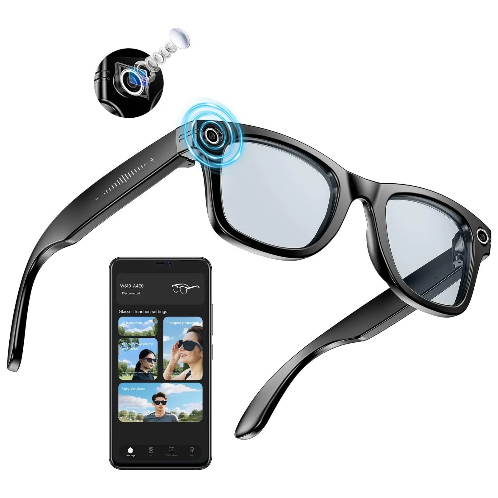 Умные AI-очки W610 с камерой 4K HD, аккумулятором 270 мАч, защитой от синего света, двойным микрофоном с шумоподавлением и камерой 800 Вт с защитой от дрожания
Умные AI-очки W610 с камерой 4K HD, аккумулятором 270 мАч, защитой от синего света, двойным микрофоном с шумоподавлением и камерой 800 Вт с защитой от дрожания