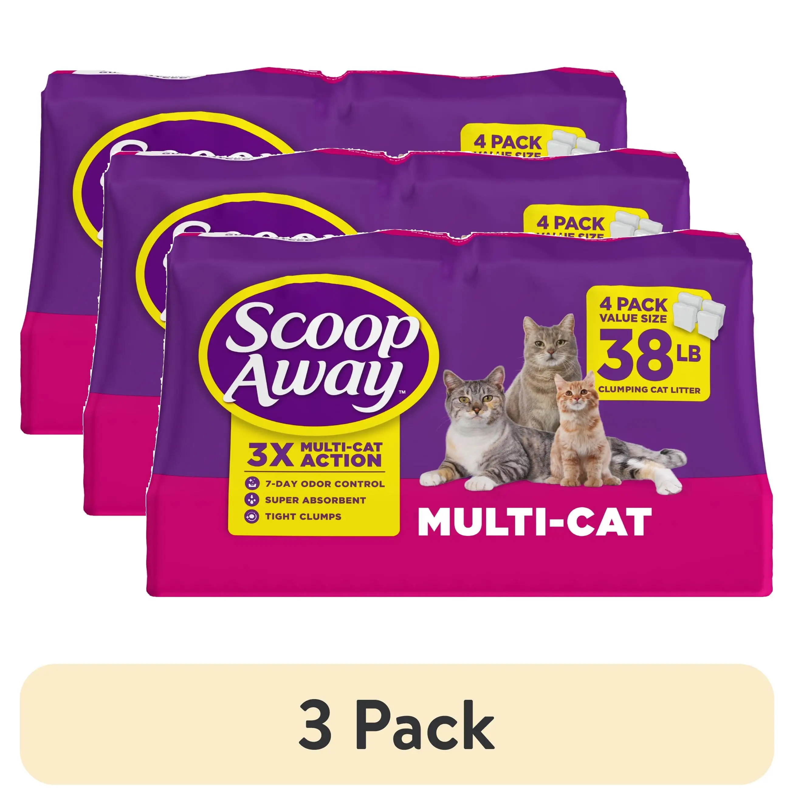 3 pack multi cat litter with meadow fresh scent 38 lb box
3 pack multi cat litter with meadow fresh scent 38 lb box