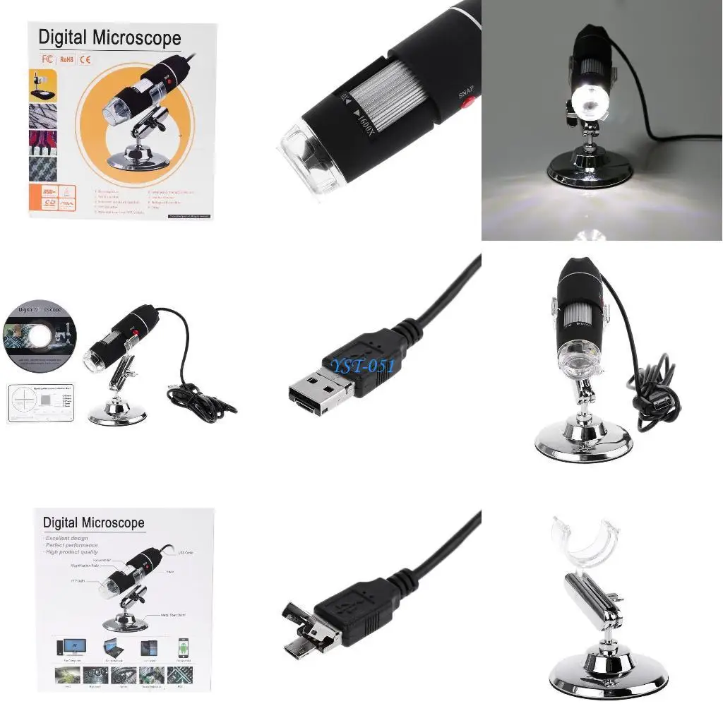 E15A 1600X Camera DSP Digital Microscope Magnification for w/ Stand 8 LED OTG Endoscope USB for Industrial Inspec
E15A 1600X Camera DSP Digital Microscope Magnification for w/ Stand 8 LED OTG Endoscope USB for Industrial Inspec