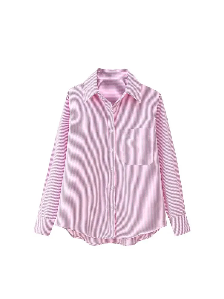 TELLHONEY Women Fashion Lapel Collar Single Breasted Blouses Female Casual Long Sleeveless Loose Striped Print Shirt
TELLHONEY Women Fashion Lapel Collar Single Breasted Blouses Female Casual Long Sleeveless Loose Striped Print Shirt