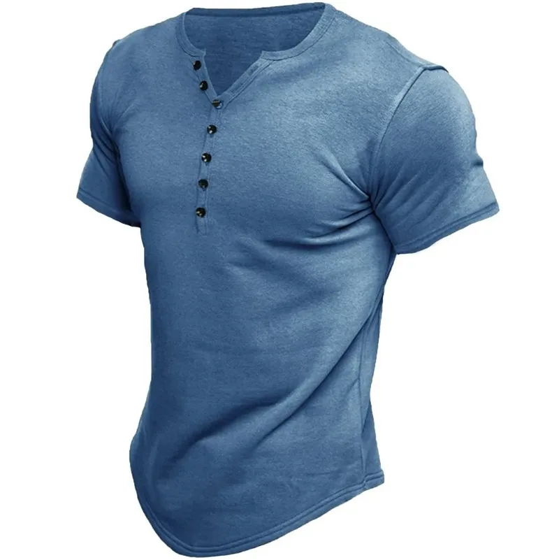 New Summer Harajuku Henry Collar T-Shirt For Men Solid Short Sleeve Button Casual Tshirt Fashion Tees Mens Clothing
New Summer Harajuku Henry Collar T-Shirt For Men Solid Short Sleeve Button Casual Tshirt Fashion Tees Mens Clothing