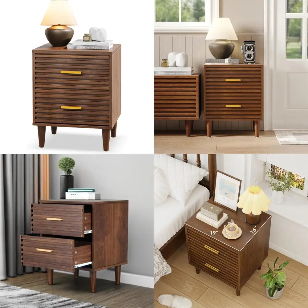 Mid Century Modern Fluted Nightstand with Storage Drawers for Bedroom, Vintage-Inspired Bedside Table
Mid Century Modern Fluted Nightstand with Storage Drawers for Bedroom, Vintage-Inspired Bedside Table