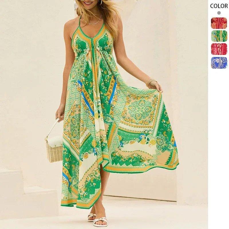2025 Casual Halter Neck Long Dress Women's Summer Sexy New Fashion Elegant Bohemian Floral Print Backless Beach Vacation Dresses
2025 Casual Halter Neck Long Dress Women's Summer Sexy New Fashion Elegant Bohemian Floral Print Backless Beach Vacation Dresses