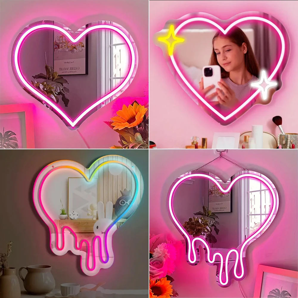 Mirror Neon Led Sign Pink Love Shaped Bedroom Room Decoration Wall Lights Makeup Vanity Table Wedding Birthday Party Art Signs
Mirror Neon Led Sign Pink Love Shaped Bedroom Room Decoration Wall Lights Makeup Vanity Table Wedding Birthday Party Art Signs
