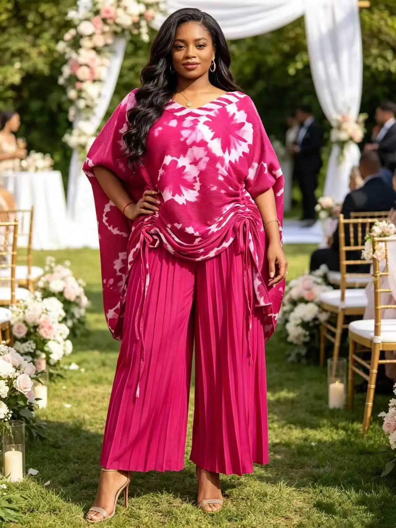 2026 Summer New Pleated Bat Sleeve Printing Set Loose Drawstring Fashion Wide-leg Pants Two-piece Set Women
2026 Summer New Pleated Bat Sleeve Printing Set Loose Drawstring Fashion Wide-leg Pants Two-piece Set Women