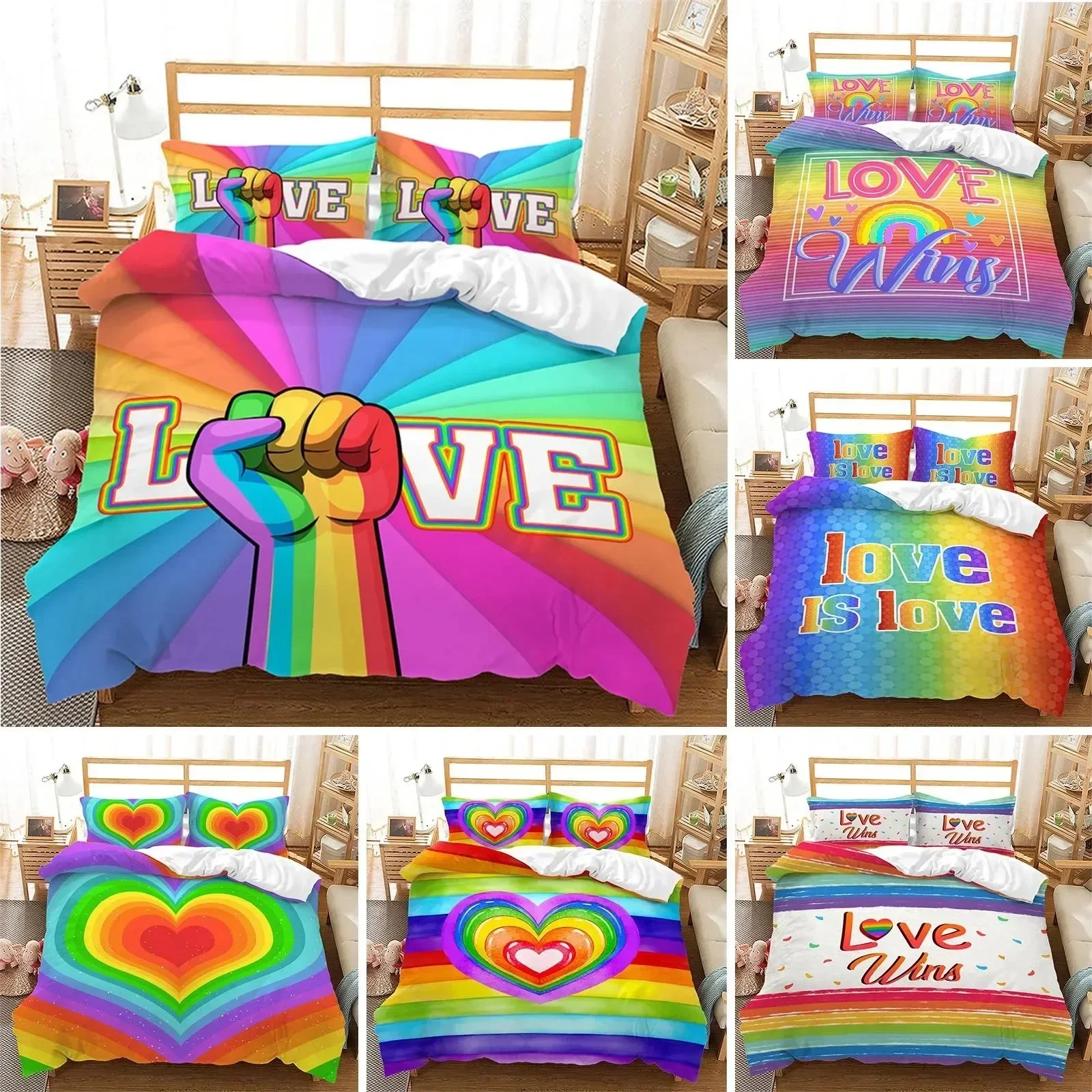 Rainbow Pride Bedding Set Rainbow Flags Duvet Cover Set Rainbow Stripe Design 3D Soft Microfiber Bedding QueenKing Size
Rainbow Pride Bedding Set Rainbow Flags Duvet Cover Set Rainbow Stripe Design 3D Soft Microfiber Bedding QueenKing Size