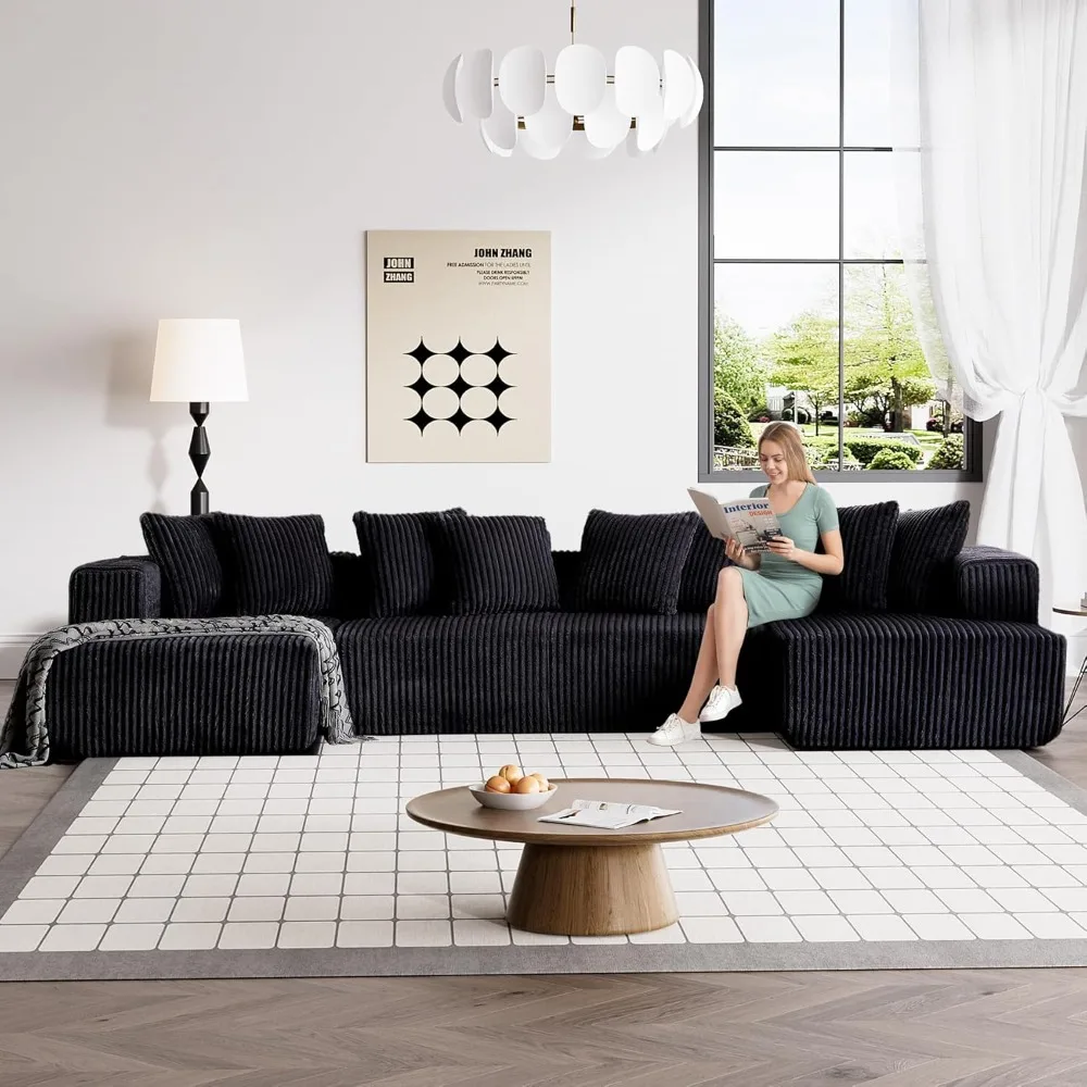 131" Modular Sectional Couch, Luxury Black Sectional Couches for Living Room, Comfy Corduroy Couch Sofa with Chaise Lounge
131" Modular Sectional Couch, Luxury Black Sectional Couches for Living Room, Comfy Corduroy Couch Sofa with Chaise Lounge