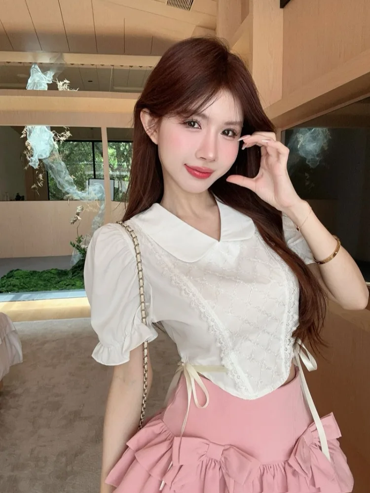 Korean Style Hot Girl Set Women's Summer Knot Tie Waist White Short Sleeve Top Lace Cake Skirt Two Piece Set
Korean Style Hot Girl Set Women's Summer Knot Tie Waist White Short Sleeve Top Lace Cake Skirt Two Piece Set
