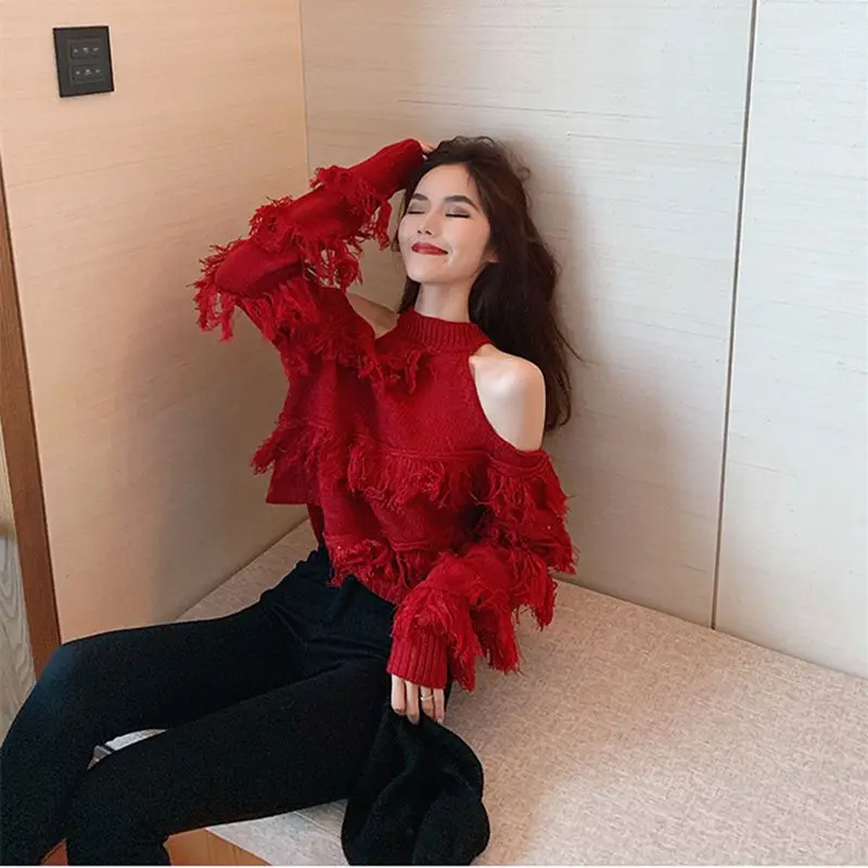 Укороченный женский пуловер с открытыми плечами, новый теплый трикотаж, термогладкий корейский стиль, привлекательные осенние вязаные свитера для женщин
Укороченный женский пуловер с открытыми плечами, новый теплый трикотаж, термогладкий корейский стиль, привлекательные осенние вязаные свитера для женщин