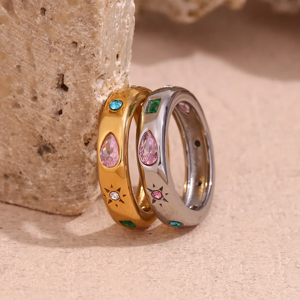 New ins 18K Gold Stainless Steel Color Zircon Geometric Ring For Women Vintage Zircon Rings Fashion Jewelry Gift
New ins 18K Gold Stainless Steel Color Zircon Geometric Ring For Women Vintage Zircon Rings Fashion Jewelry Gift