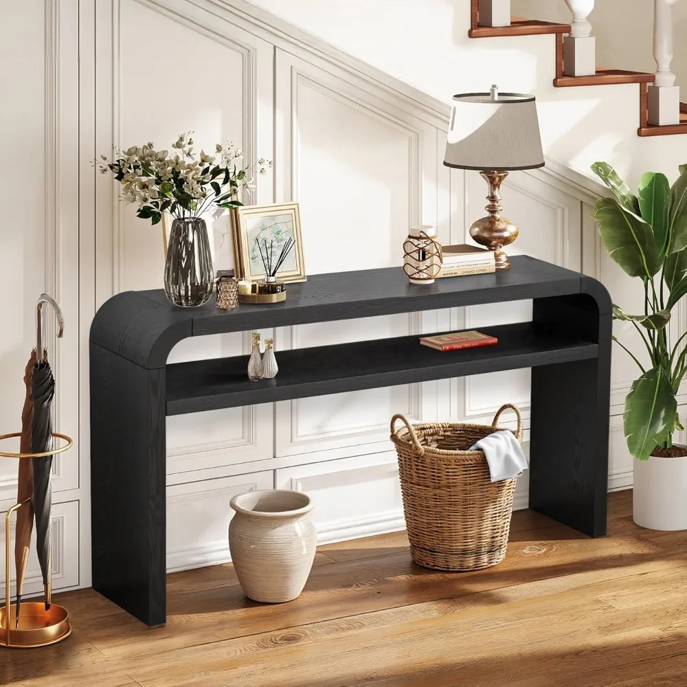 Curved Console Table Solid Wood Veneer 2 Tier Modern Waterfall-Style Large Entryway Table for Living Room Hallway, Foyer Elegant
Curved Console Table Solid Wood Veneer 2 Tier Modern Waterfall-Style Large Entryway Table for Living Room Hallway, Foyer Elegant